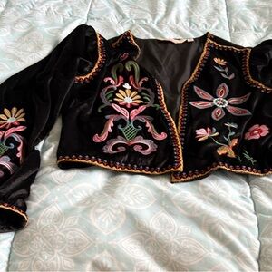 Floral Embroidered Velvet Jacket